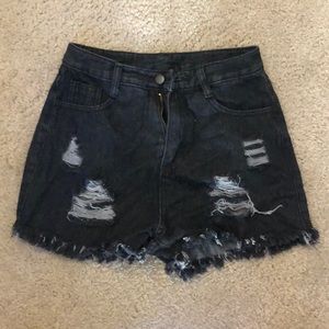 Black denim shorts